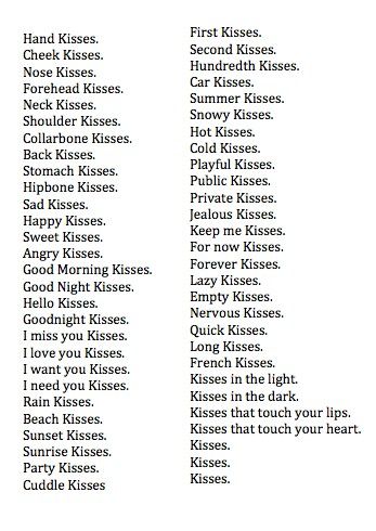 So many types of kisses. Which one is your favorite?? Stomach Kiss, Soup Videos, Types Of Kisses, Good Morning Kisses, Playful Kiss, Writing Dialogue Prompts, Forehead Kisses, Dialogue Prompts, Recipes Diet