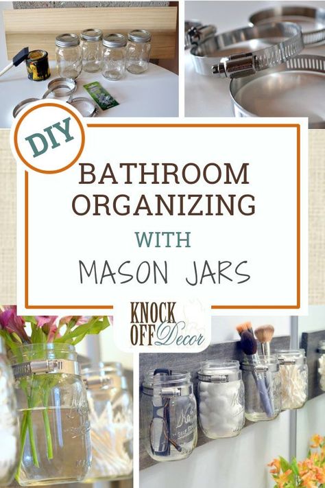 DIY organization ideas for the home are always best when they enhance your decor too! These mason jar bathroom organizers do just that. And with their easy DIY approach, all you need are a few simple supplies and basic tools to make your own. Improve your bathroom organization with a solution that looks great too! #diybathroomstorage #diyhomedecor #masonjars #diyorganization Mason Jar Bathroom Organizer, Diy Dressers, Mason Jar Organization, Diy Organization Ideas, Bathroom Build, Bathroom Organizers, Outdoor Lighting Design, Mason Jar Bathroom, Diy Bathroom Storage