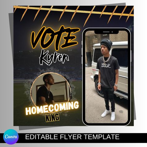 Homecoming Flyer Ideas King, Homecoming Flyer Ideas, Homecoming King, Homecoming Posters, Promo Flyer, Canva Flyer, Prom King, Party Flyers, Social Media Flyer