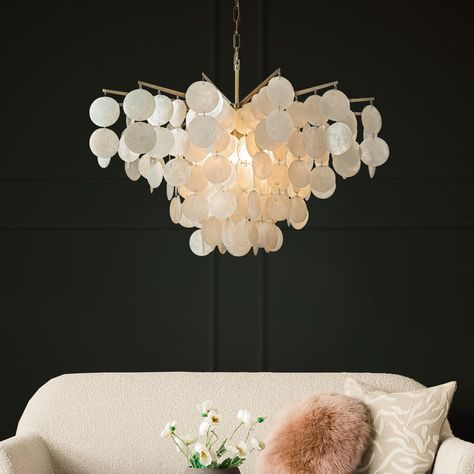 Mercer41 Camisa 4-Light Glam Coastal Capiz Tierd Chandelier With Seashell Accents - Wayfair Canada Natural Elements Decor, Capiz Chandelier, Capiz Shell Chandelier, Condo Balcony, French Country Chandelier, Country Chandelier, Shell Chandelier, Tiered Chandelier, Gold Fixtures