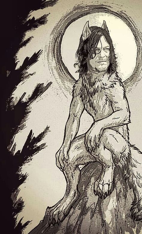 Twd Cursed, Twd Art, Twd Fanart Daryl Dixon, Twd Fanart, Funny Daryl Dixon, Funny Werewolf Art, Daryl Dixon Funny, Daryl Dixon And Dog, Zombie Cartoon