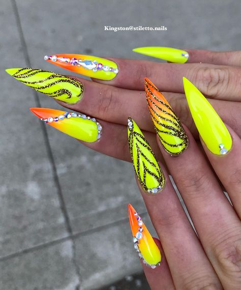 Watermelon Nail Art, Neon Nail Designs, Best Nails, Fancy Nails Designs, Dope Nail Designs, Nails Only, Neon Nails, Beach Nails, Gel Nail Designs