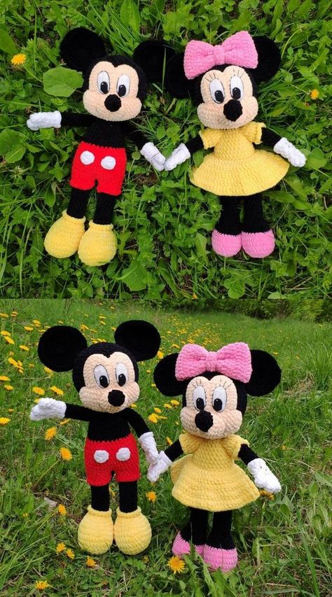 Mickey Mouse Amigurumi Free Pattern - En.amigurumitariflerim.com Mouse Amigurumi Free Pattern, Diy Finger Knitting, Crochet Mickey Mouse, Wool Toys, Yarn Animals, Mouse Amigurumi, Disney Crochet Patterns, Mouse Crochet, Kids Knitting Patterns