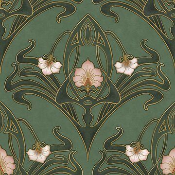 Elegance in green • Millions of unique designs by independent artists. Find your thing. Art Nouveau Print, Art Nouveau Tree, Art Deco Nature, Art Nouveau Design Pattern, Art Nuovo, Green Art Nouveau, Art Nouveau Motif, Nouveau Wallpaper, Art Nouveau Wallpaper