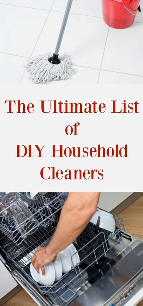 A complete list of DIY household cleaners that you can make for pennies. Cleaners for every room in your house! All-natural household cleaners Green Cleaning Recipes, Diy Household Cleaners, Natural Cleaning Recipes, Clean Your House, Diy Cleaning Products Recipes, Cleaner Recipes, Homemade Cleaning Products, Safe Cleaning Products, Natural Cleaners