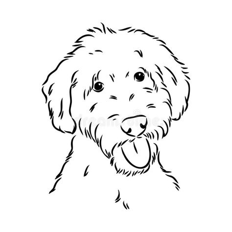 How To Draw A Fluffy Dog, Labradoodle Drawing Simple, Labradoodle Tattoo, Labradoodle Drawing, Dog Outline Tattoo, Lucky Tattoo, Dog Gates, Dog Line Drawing, Pawprint Tattoo