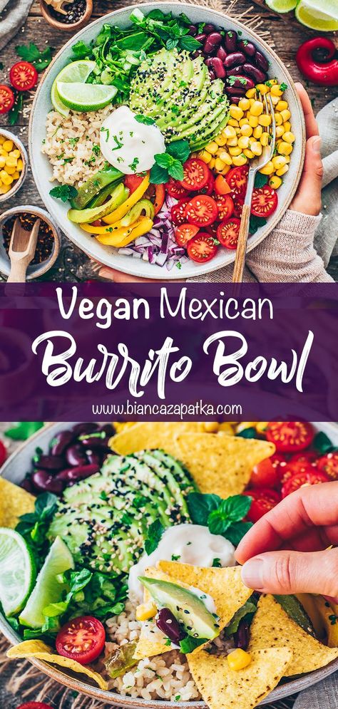 Mexican Buddha Bowl This Mexican Buddha Bowl recipe combines all the flavors of your favorite vegan burrito in just one quick and easy to make Tex-Mex veggie rice bowl. It’s healthy, protein-rich, super versatile and makes a great plant-based lunch or dinner meal that’s gluten-free, too! Mexican Buddha Bowl, Taco Rice Bowl, Mexican Bowl Recipe, Vegan Burrito Bowl, Lunch Bowl Recipe, Buddha Bowl Recipe, Taco Rice, Burrito Bowls Recipe, Vegan Burrito