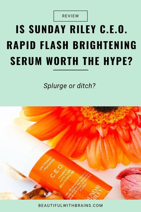 Vitamin C is a great ingredient for anti-aging skincare and brightening your skin. Click this pin to learn if Sunday Riley CEO Rapid Flash Brightening Serum is worth the hype and its price. #skincare #skincareproducts #skincarereview #antiaging Sunday Riley Ceo, Skin Cream Anti Aging, Sunday Riley, Anti Aging Ingredients, Vitamin C Serum, Moisturizing Body Wash, Brightening Serum, Homemade Skin Care, Skincare Ingredients