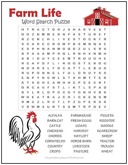 Featuring 24 words related to rural life, our FREE printable Farm Life Word Search Puzzle will have puzzle solvers searching for everything from corn fields and crops to piglets and fresh eggs. Great for the classroom or at home! Large Print Word Searches For Seniors Free Printable, Abc Coloring Book, Kids Word Search, Word Search Puzzles Printables, Free Printable Word Searches, Corn Fields, Word Search Printables, Word Puzzle, Abc Coloring