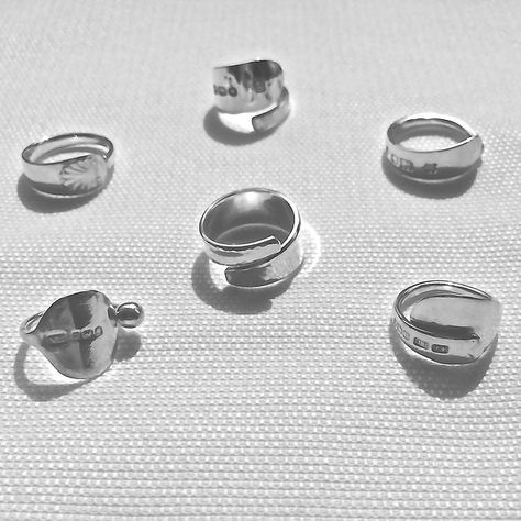 RINGS | Handmade jewellery from vintage and antique cutlery. Cutlery Rings, Cutlery Jewellery, Pendants For Men, Antique Cutlery, Nottingham Uk, Rings Handmade, Silver Spoon, Jewellery Handmade, Silver Spoons