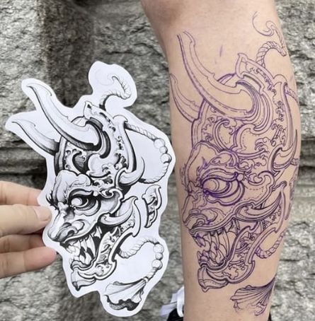 Oni Knee Tattoo, Oni Tattoo Design, Black And White Tattoo Ideas, Koi Tattoo Sleeve, Tattoo Tutorial, Emo Tattoos, Gangsta Tattoos, Cool Tattoo Drawings, Japanese Sleeve Tattoos