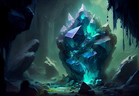 Crystal Fantasy Landscape, Crystal Cave Concept Art, Fantasy Cave Art, Fantasy Crystal Cave, Crystal Cave Fantasy Art, Crystal Cave Art, Fantasy Crystal Art, Cave Concept Art, Gem Cave