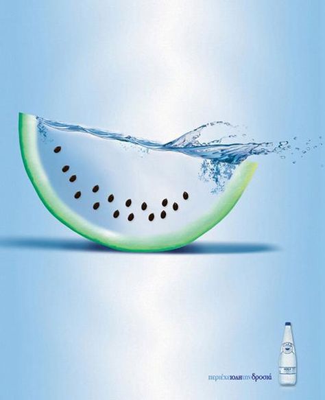 watermelon juice Funny Commercial Ads, Clever Advertising, 광고 디자인, Commercial Ads, Publicidad Creativa, Food Advertising, Best Ads, Poster Ads, Water Art