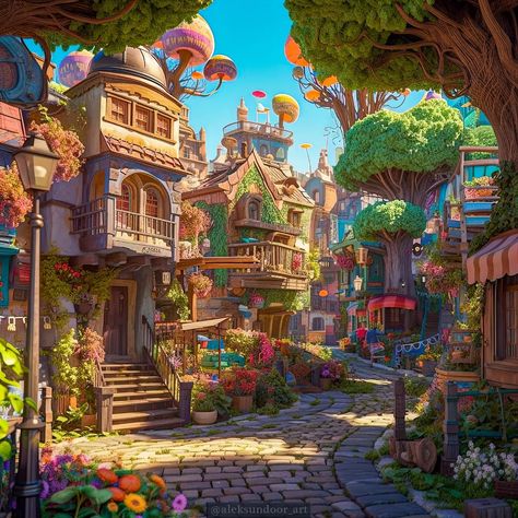 Magical Village Art, Fantasy Magic City, Fantasy Forest Town, Fantasy Kingdom Art, Fantasy Town Concept Art, Minecraft Town Ideas, Minecraft Town, Castle Illustration, Wattpad Background