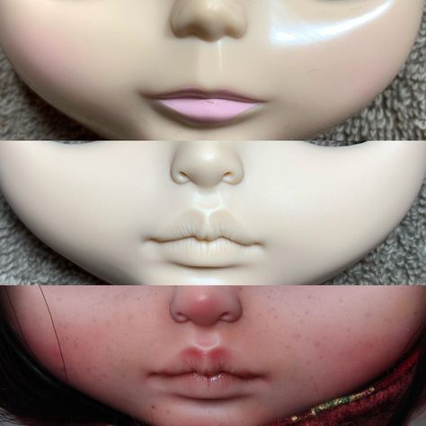 Blythe Lips Carving, Blythe Patterns Free, Ooak Blythe Doll, Blythe Face Up, Blythe Doll Custom, Custom Blythe Dolls, Custom Dolls Repaint, Doll Makeup Tutorial, Doll Repaint Tutorial