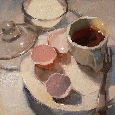 Carol Marine, Marine Paint, Marine Painting, Daily Painters, Daily Painting, Painting Still Life, Still Life Art, Cups And Saucers, Anatomy Art