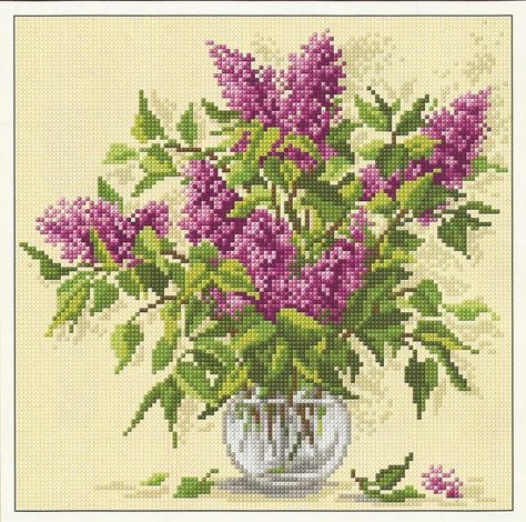 Lilac-free cross-stitch pattern Pattern name: Lilac Fabric: Aida 16 Size: 180 st x 180 st 270 mm x 270 mm Colours: 19 DMC Format: PDF Dow Cross Stitch Embroidery Designs, Large Cross Stitch Patterns, Cross Stitch Beginner, Floral Cross Stitch Pattern, Embroidery Tips, Easy Cross Stitch Patterns, Subversive Cross Stitch, Beautiful Cross Stitch, Cross Stitch Bird