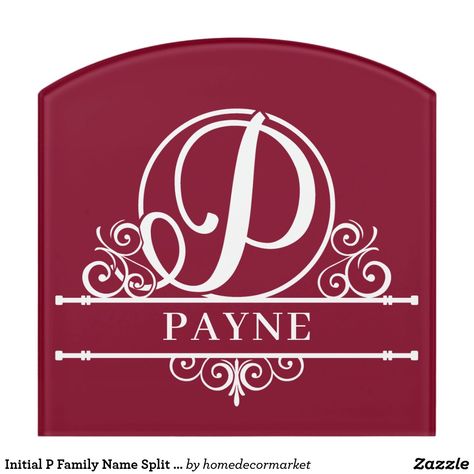 Initial P Family Name Split Monogram Door Sign Monogram Door Sign, Monogram Border, Initial P, Initial B, T Monogram, B Monogram, Border Ideas, Family Monogram, Split Monogram