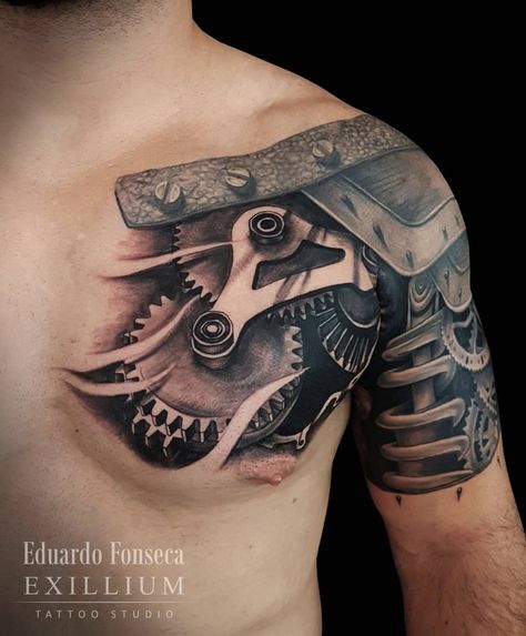 Mechanical Sleeve Tattoo, Armour Tattoo, Jordan Tattoo, Shoulder Armour, Shoulder Armor Tattoo, Mechanic Tattoo, Optical Illusion Tattoo, My Tattoos, Biomechanical Tattoo