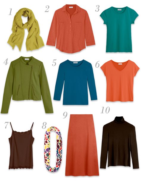 Vibrant Autumn House Of Colour, Vibrant Autumn Outfits, Warm Autumn Capsule Wardrobe, House Of Colour Autumn, Capsule Clothing, Toned Spring, House Of Colour, Autumn Color Palette Fashion, Concept Wardrobe