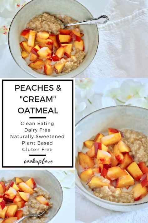 Healthy Peach Oatmeal, Plant Based Peach Recipes, Peach Oatmeal, Dairy Free Breakfasts, Delicious Clean Eating, Healthy Bread, Free Breakfast, Vegan Breakfast, Healthy Breakfast Recipes