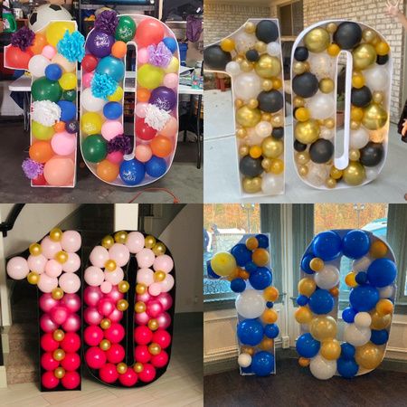 Giant mosaic balloon numbers - Inspiration & FAQ - how to make, print, how many balloons, what size - Frequently asked questions Mosaic Balloon Numbers, Mosaic Balloon, Balloon Numbers, Hot Pink Zebra, Gifts Creative, 5 Balloons, Graduation Balloons, Amazing Crafts, Luau Theme