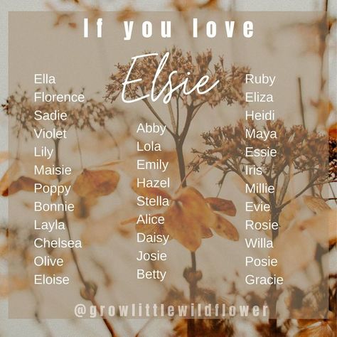 Elsie Name Meaning, Elowyn Baby Name, Names I Adore Aesthetic, Indy Name, Elsie Aesthetic, Maisie Name, Elsie Name, Adorable Girl Names, Cowgirl Names