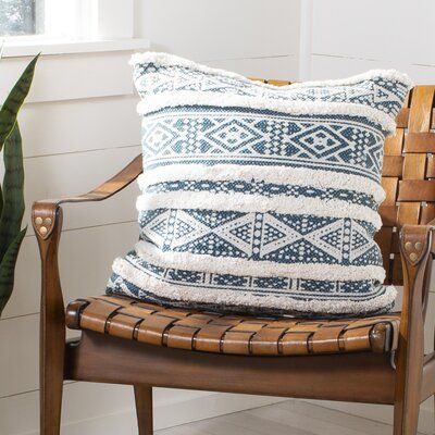 Bungalow Rose Manzi Cotton Throw Pillow | Wayfair Mod Aesthetic, Native Patterns, Textured Throw Pillows, Cozy Living Spaces, Chic Pattern, Navy Blue Area Rug, Linen Throw Pillow, Cotton Throw, Linen Throw