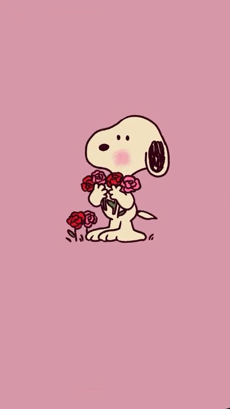 Snoopy Pink Christmas, Snoopy Holding Flowers, Pink Snoopy Christmas Wallpaper, Pink Snoopy Wallpaper, Snoopy Bouquet, Wallpaper Iphone Snoopy, Snoopy Winter Wallpaper, Snoopy Wallpaper Iphone, Snoopy Background