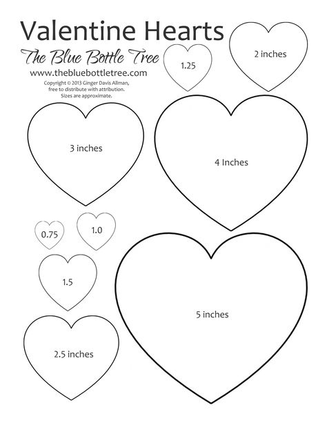 Valentine Hearts Clip Art, in sizes ranging from 3/4" to 5", printing on either letter or A4 sized paper. Printable Hearts, Blue Bottle Tree, Printable Heart Template, Hearts Clipart, Valentines Bricolage, Heart Clip Art, Bottle Tree, Kartu Valentine, Heart Printable