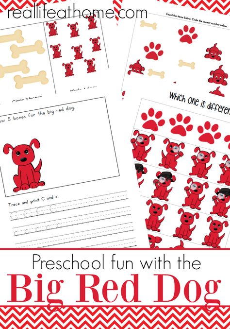 Preschool fun with the Big Red Dog: Printables Inspired by the Clifford the Big Red Dog books Free Educational Printables, Clifford The Big Red Dog, Literature Activities, Free Homeschool Printables, Literary Elements, Homeschool Inspiration, Author Studies, Dog Books, Homeschool Printables