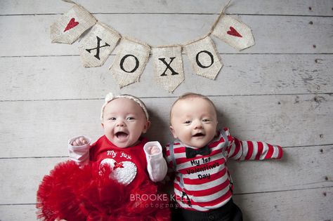 Twin Valentines Day Pictures, Twins Valentines Day Pictures, Valentines Baby Photoshoot, Twin Babies Pictures, Valentines Baby Photos, Twin Ideas, Valentines Photos, Valentine Photos, Babies Pictures