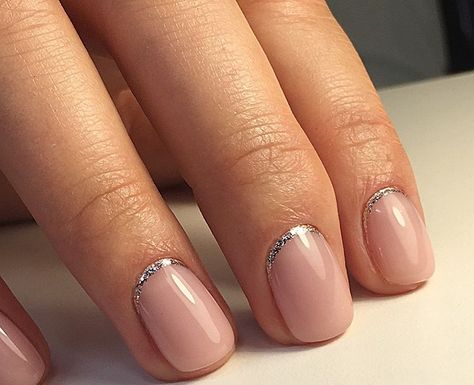 Short Nails Small Nail Bed, Short French Manicure, Nails Small, Rave Nails, Shellac Nail Designs, Champagne Nails, Minimal Nails Art, Short French, Small Nail