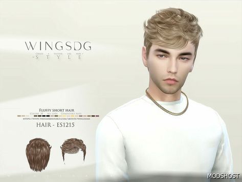 Download Wings ES1215 Fluffy Short Hair for Sims 4 at ModsHost NOW! Colors:20 All lods Compatible hats Make sure the game is updated to the latest version #male #videogames #hair #mods #sims4cc #sims #gaming Sims Mods Hair, Hair For Sims 4, Fluffy Short Hair, Blonde Hair Boy, Low Fade, Short Hair Color, Fluffy Hair, Teacher Outfits, Preschool Outfits