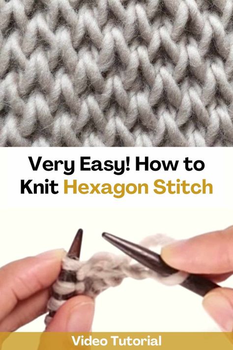 Textured Knit Stitches, Knitting Doodles, Knit Hexagon, Knit Stitch Patterns Free, Textured Knitting, Stitch Step By Step, Slip Stitch Knitting, Knit Afghan Patterns, Make A Blanket