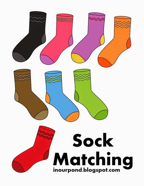 Sock Matching Folder Game (free) Socks Matching Printable, Sock Matching Game Printable, Matching Socks Activity, Printable Socks Template, Sock Matching Game, Head Start Classroom, Matching Games For Toddlers, Clothes Study, Clothing Study