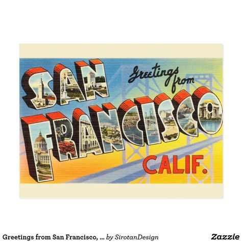 Greetings from San Francisco, Calif. Travel Postcard San Francisco Postcard, California Postcard, Vintage San Francisco, Travel Postcard, San Francisco Travel, California Art, Travel Stickers, Unique Poster, Postcard Printing