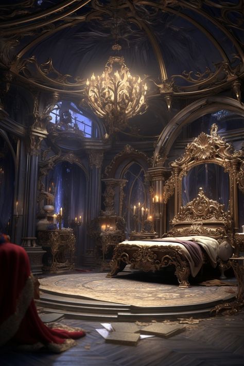 Bedroom Mirror Background, Kings Bedroom Fantasy Art, Fantasy Castle Interior Bedrooms, Gothic Castle Bedroom, Palace Interior Concept Art, Fantasy Royal Bedroom, Fantasy Castle Bedroom, Gothic Castle Interior, Castle Bedrooms