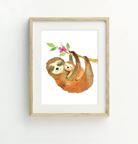 Mom and baby sloth Print, Animal Wall Art, Sloth Nursery printable art, digital download, girl nursery wall art, 5x7, 8x10, 11x14 by BugambiliaArtPrints on Etsy Sloth Nursery, Girl Nursery Wall Art, Woodland Wall Art, Cat Printable, Nursery Wall Art Girl, Rose Wall Art, Animal Canvas Art, Girl Nursery Wall, Printable Nursery Art