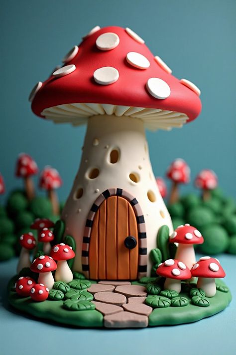 Clay Molding Ideas, "Perfect for curious, crafty little hands." Polymer Clay Fairy Garden Diy, Clay Diorama Ideas, Cold Porcelain Projects, Clay Molding Ideas, Mushroom Clay Art, Model Magic Ideas, Sculpey Clay Ideas, Magic Ideas, Clay Models