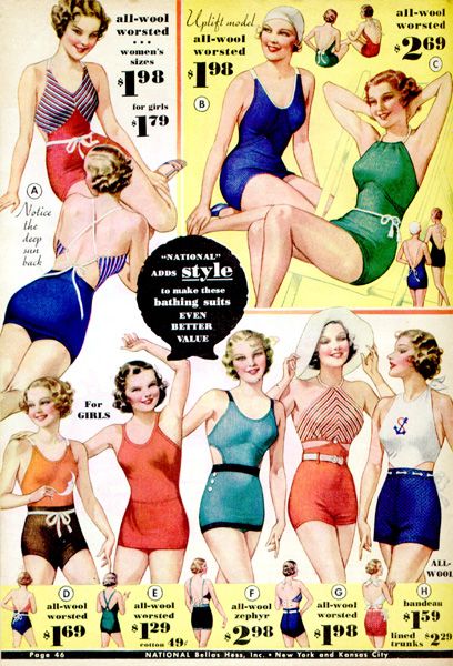 1934 swimsuits 1930 Fashion, Lingerie Vintage, Vintage Bathing Suits, 30s Fashion, Vintage Swim, Women Bathing, Vintage Swimwear, Vintage Swimsuits, Summer Swimwear