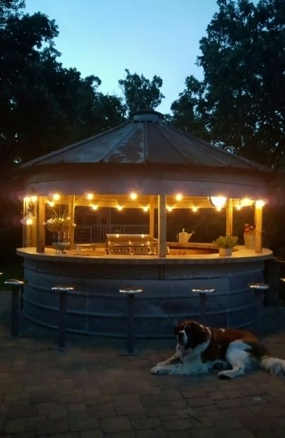 Explore gallery of Grain Bin Gazebo (9 of 25) Grain Bin Outdoor Kitchen Bar, Diy Silo Bar, Grain Bin Bars, Grain Silo Outdoor Kitchen, Grain Bin Outdoor Kitchen, Silo Outdoor Kitchen, Grain Silo Bar, Silo Bar Ideas, Silo Kitchen