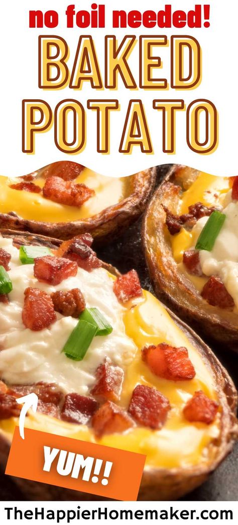 How To Bake Potatoes, Baked Potato Toppings, Baked Potato Recipe, Easy Baked Potato, Best Baked Potato, Perfect Baked Potato, Potatoes In Oven, Potato Toppings, Potato Skin