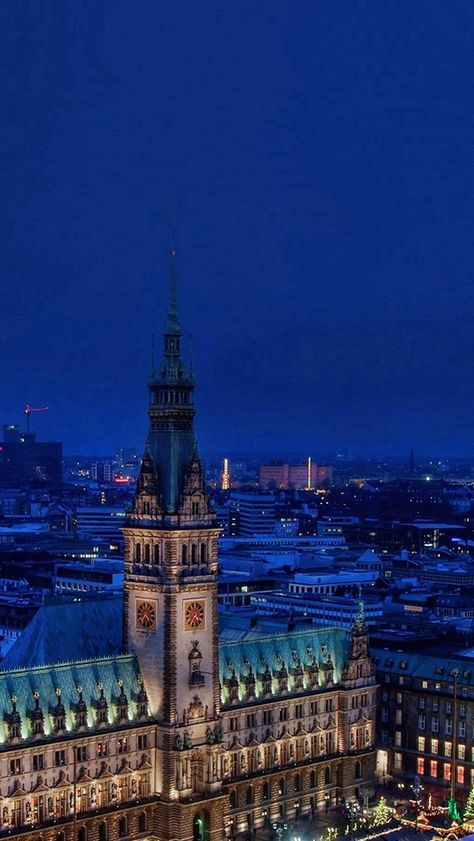 Christmas Blue Night Winter City #iPhone #5s #wallpaper City Iphone Wallpaper, Europa Park, Winter City, Beautiful Castles, Hamburg Germany, Future Travel, Night City, Germany Travel, Urban Landscape