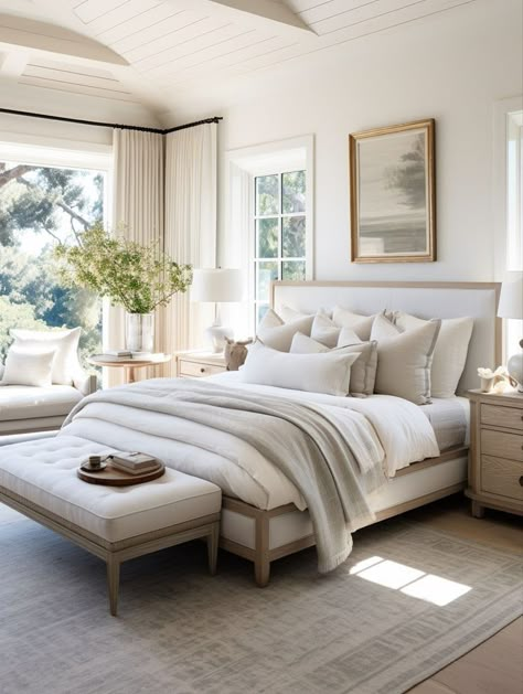 Dreamy Guest Bedroom, Traditional Glam Bedroom, French Style Bedroom Modern, Gorgeous Bedrooms Luxury, 2 Bed Bedroom, Cozy House Bedroom, Guest Bedroom Ideas Cozy Modern, Modern Colonial Home, Restoration Hardware Bedroom