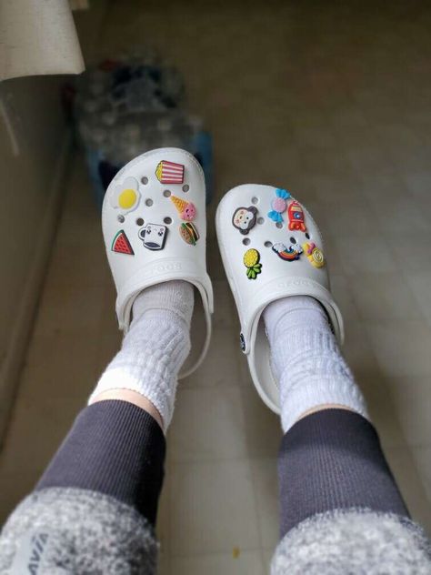 This is how I decorated my crocs Decorate Crocs, Kawaii Crocs Outfit, Crocs Sandals Cozy, Crocs Bae Clog, Crocs Meme, Crocs Store, Gucci Bedding, Smile Gift, Funny Grandpa Shirt