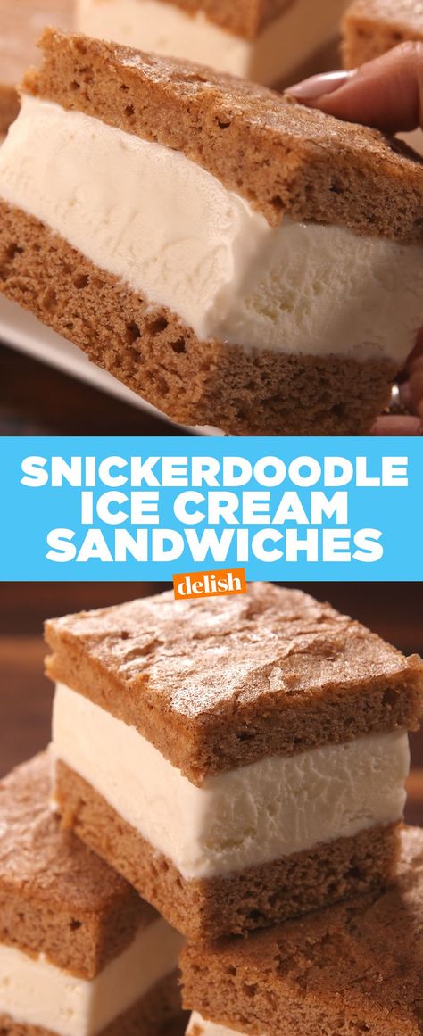 Snickerdoodle Ice Cream SandwichesDelish Chocolate Ice Cream Sandwich, Snickerdoodle Ice Cream, Sandwich Torte, Ice Cream Sandwiches Recipe, White Chocolate Recipes, Chocolate Balls, Cream Cakes, Chocolate Lollipops, Ice Cream Sandwiches