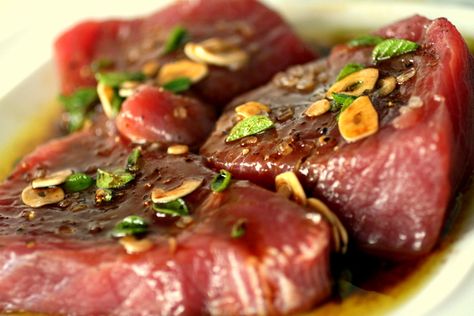 Tuna Steak Marinade, Ahi Tuna Steak Recipe, Grilled Tuna Steaks, Ahi Tuna Steak, Tuna Steak Recipes, Tuna Steak, Grilled Tuna, Japanese Desserts, Fresh Tuna