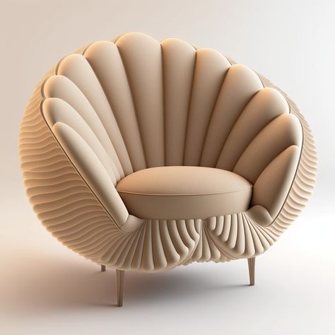 A designer chair part of a biophilic collection inspired by seashells. Collection is designed by Daleva Decor using AI Midjourney Sofa Design Living Rooms Indian, Sofa Couch Design, Trendy Sofas, Fancy Chair, Drawing Room Decor, Luxury Furniture Sofa, Luxury Sofa Design, Corner Sofa Design, Modern Sofa Living Room