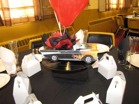 Classic Cars Birthday Party | CatchMyParty.com Car Centerpieces, Cars Birthday Party Ideas, Vintage Car Birthday, Vintage Car Party, Classic Cars Birthday Party, Mitzvah Centerpieces, 80 Birthday, Cars Birthday Party, Vintage Birthday Parties